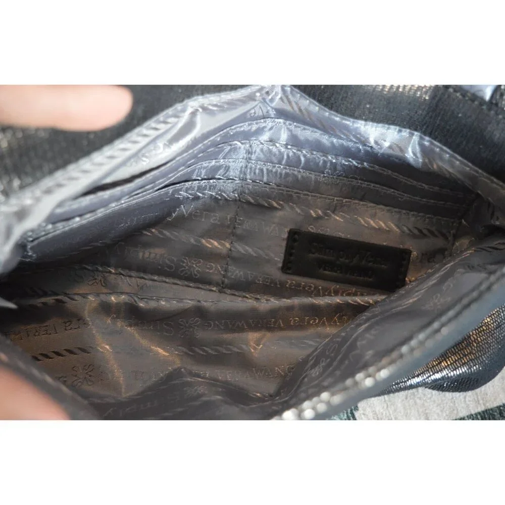 Simply Vera Vera Wang Black Metallic Sequin Evening Clutch Shoulder Bag Purse